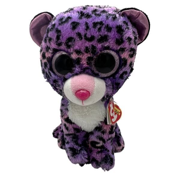 Ty Beanie Boos Justice Exclusive Jewel 9" Leopard Purple Plush Stuffed Medium - Picture 1 of 11